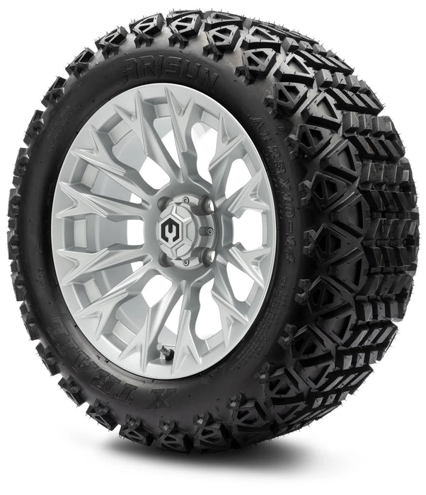 MODZ 14" Falcon Silver Wheels & Off-Road Tires Combo