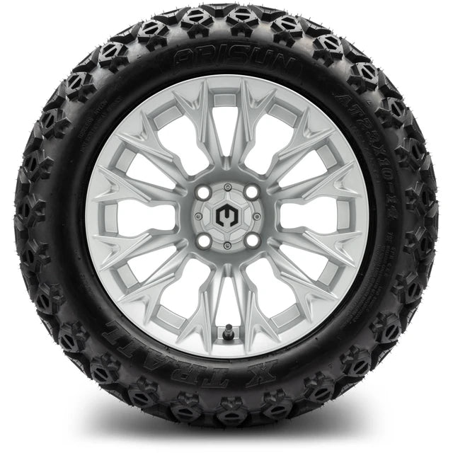 MODZ 14" Falcon Silver Wheels & Off-Road Tires Combo
