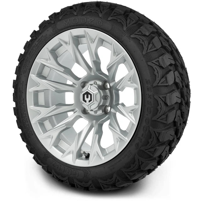 MODZ 14" Falcon Silver Wheels & Off-Road Tires Combo