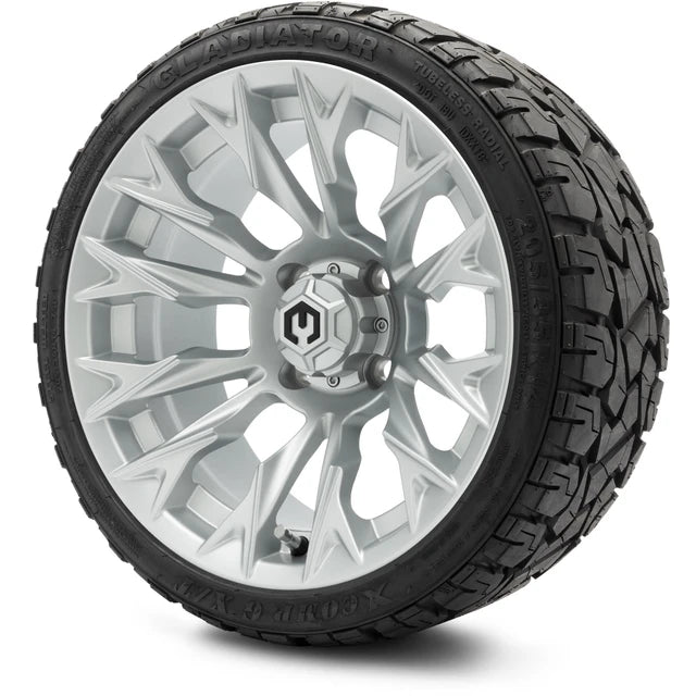 MODZ 14" Falcon Silver Wheels & Off-Road Tires Combo