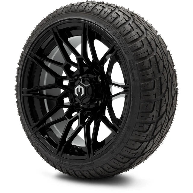 MODZ 14" Galaxy Glossy Black Wheels & Street Tires Combo
