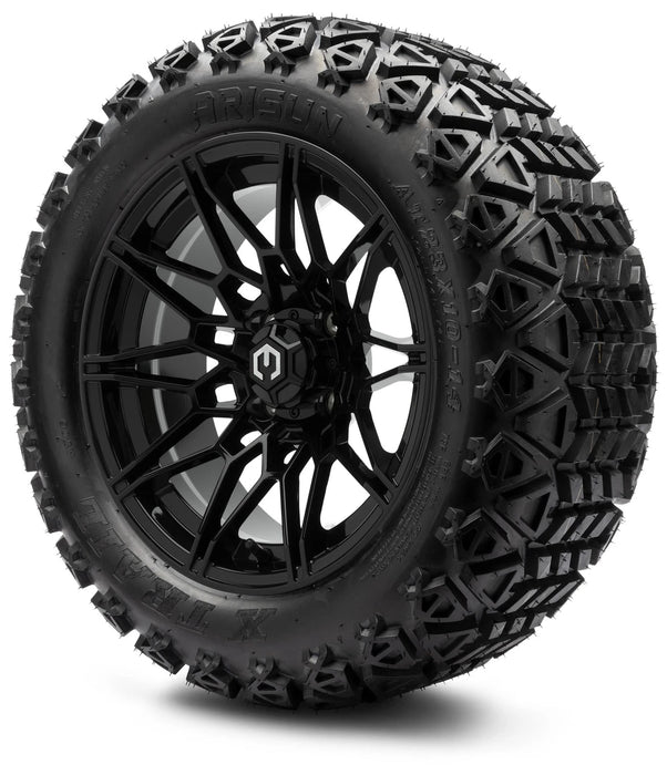 MODZ 14" Galaxy Glossy Black Wheels & Off-Road Tires Combo
