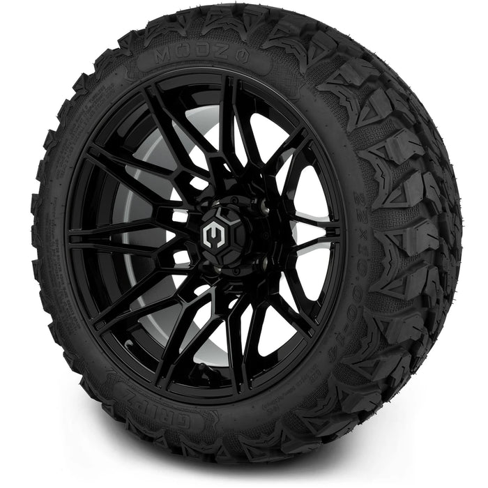 MODZ 14" Galaxy Glossy Black Wheels & Off-Road Tires Combo