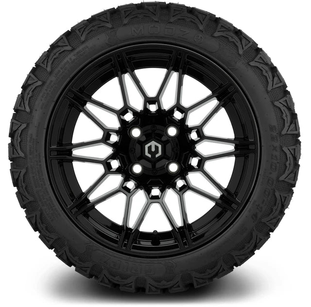 MODZ 14" Galaxy Glossy Black Wheels & Off-Road Tires Combo