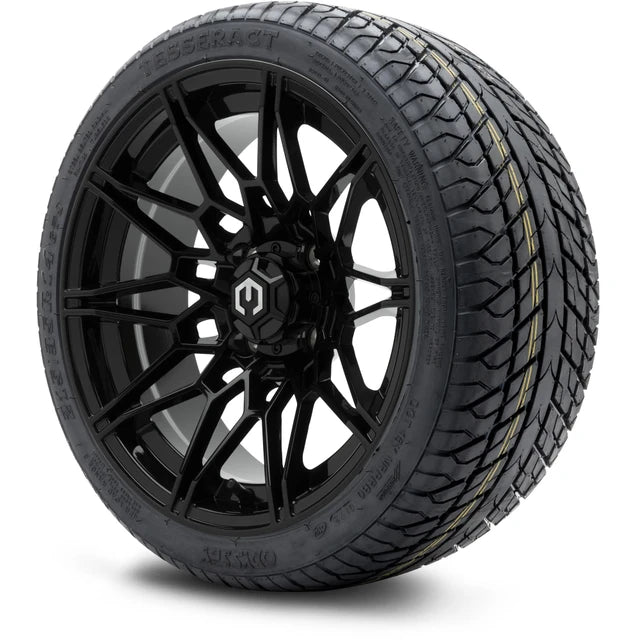 MODZ 14" Galaxy Glossy Black Wheels & Street Tires Combo