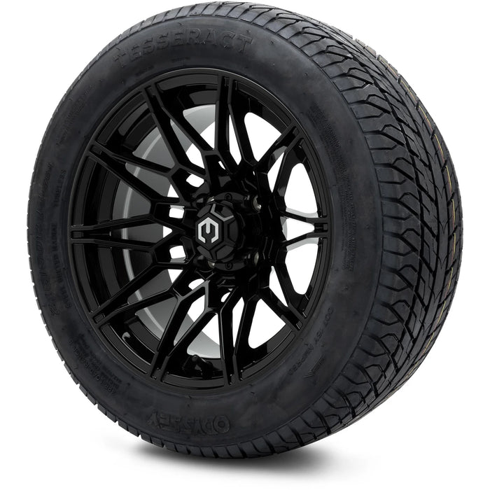 MODZ 14" Galaxy Glossy Black Wheels & Street Tires Combo