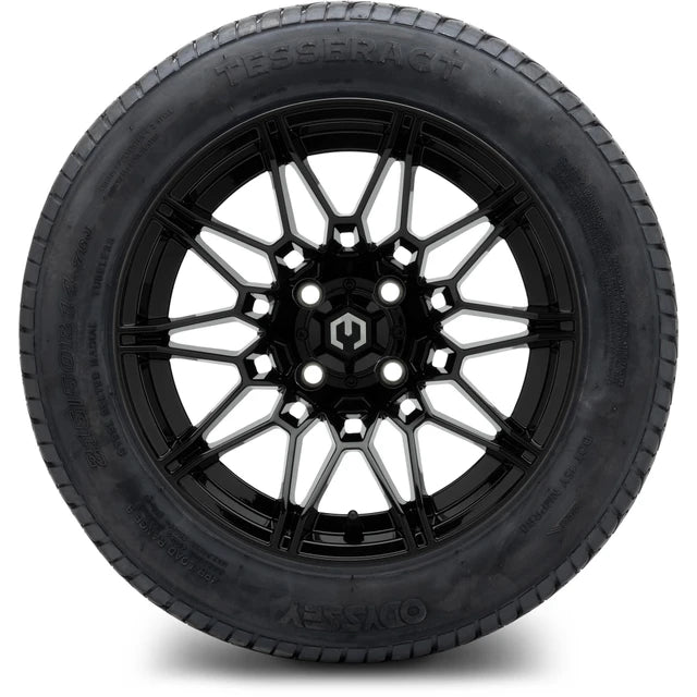 MODZ 14" Galaxy Glossy Black Wheels & Street Tires Combo