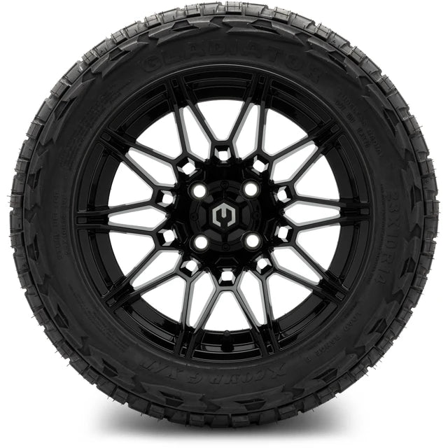 MODZ 14" Galaxy Glossy Black Wheels & Off-Road Tires Combo