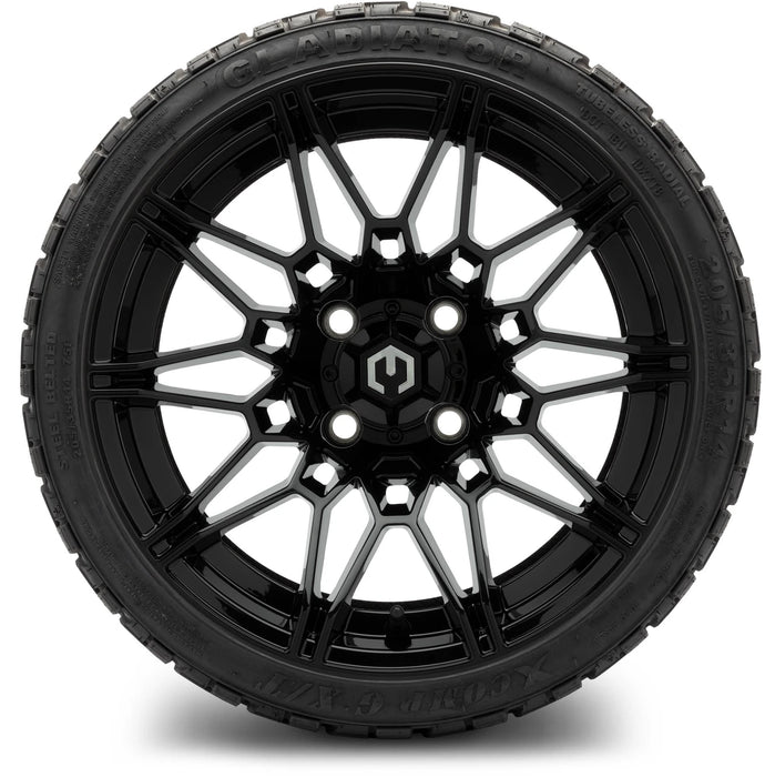 MODZ 14" Galaxy Glossy Black Wheels & Off-Road Tires Combo