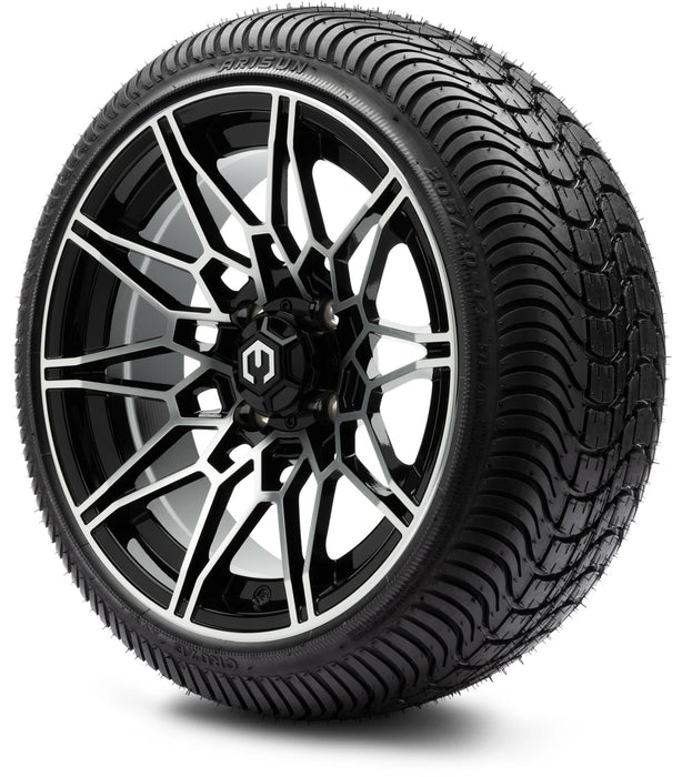 MODZ 14" Galaxy Machined Black Wheels & Street Tires Combo