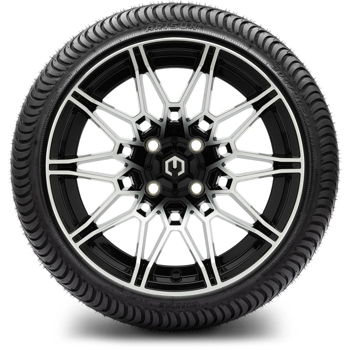 MODZ 14" Galaxy Machined Black Wheels & Street Tires Combo