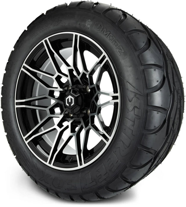 MODZ 14" Galaxy Machined Black Wheels & Street Tires Combo