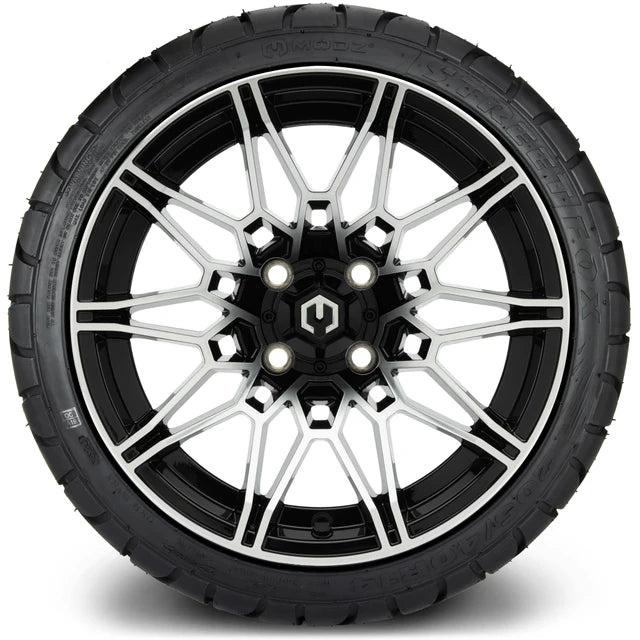 MODZ 14" Galaxy Machined Black Wheels & Street Tires Combo