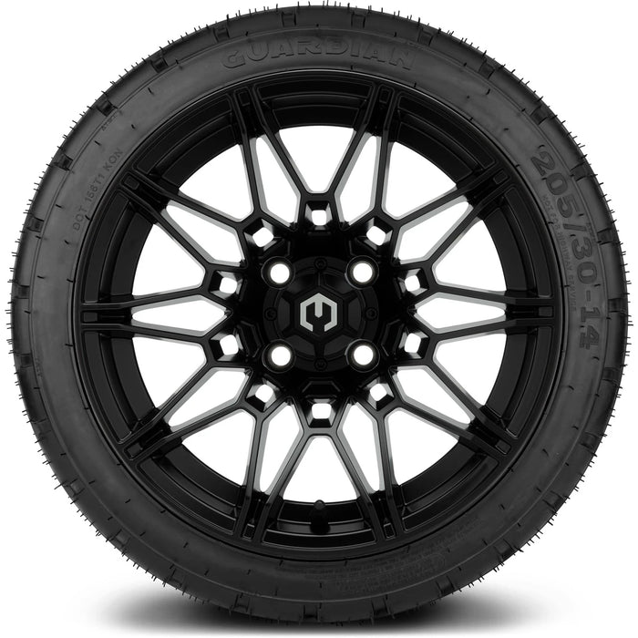 MODZ 14" Galaxy Matte Black Wheels & Street Tires Combo