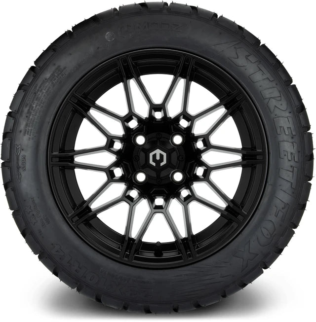 MODZ 14" Galaxy Matte Black Wheels & Street Tires Combo