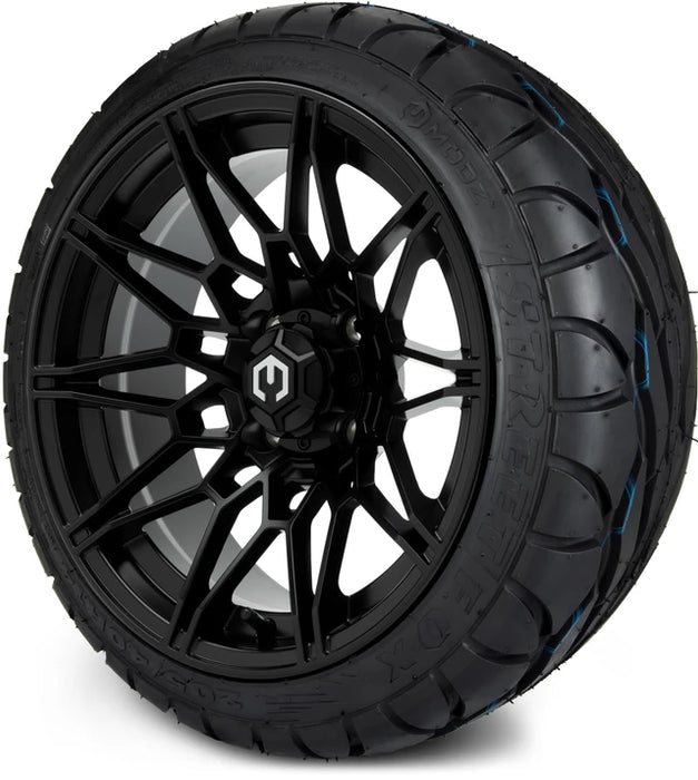MODZ 14" Galaxy Matte Black Wheels & Street Tires Combo