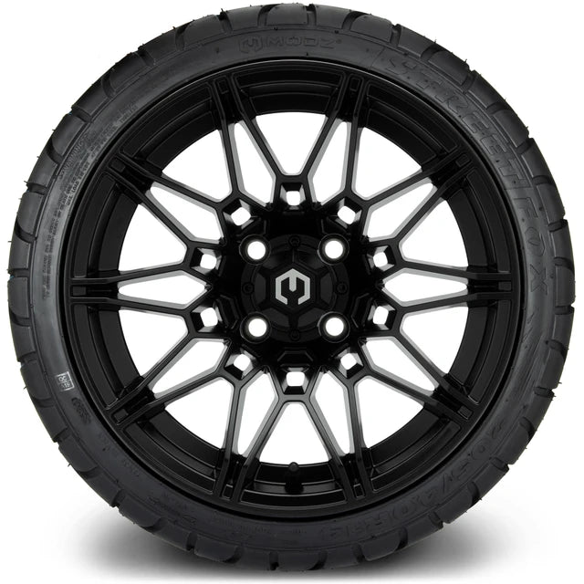 MODZ 14" Galaxy Matte Black Wheels & Street Tires Combo