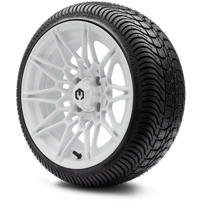 MODZ 14" Galaxy Glossy White Wheels & Street Tires Combo