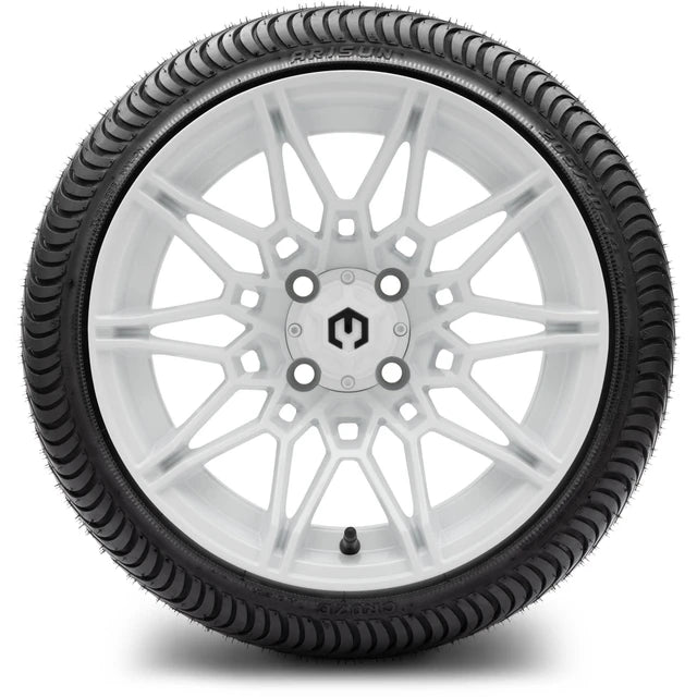 MODZ 14" Galaxy Glossy White Wheels & Street Tires Combo