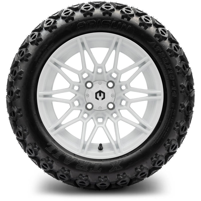 MODZ 14" Galaxy Glossy White Wheels & Off-Road Tires Combo
