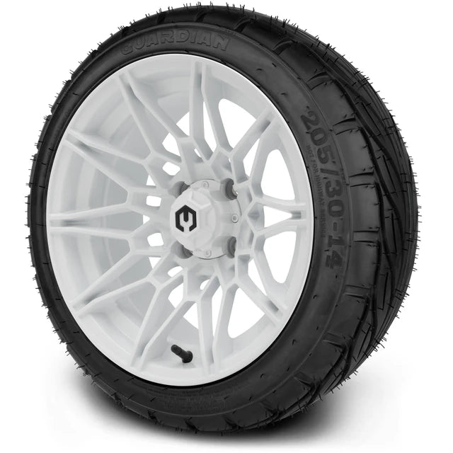 MODZ 14" Galaxy Glossy White Wheels & Street Tires Combo