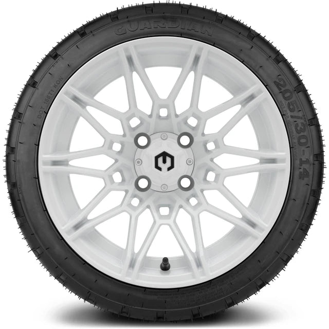 MODZ 14" Galaxy Glossy White Wheels & Street Tires Combo