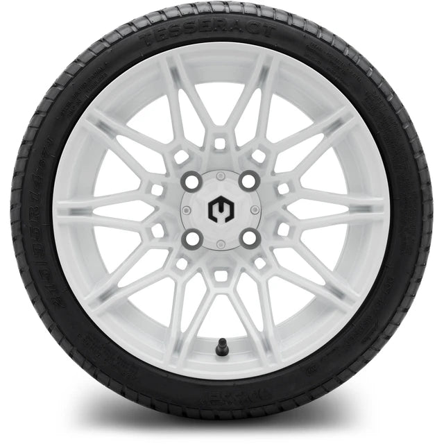 MODZ 14" Galaxy Glossy White Wheels & Street Tires Combo