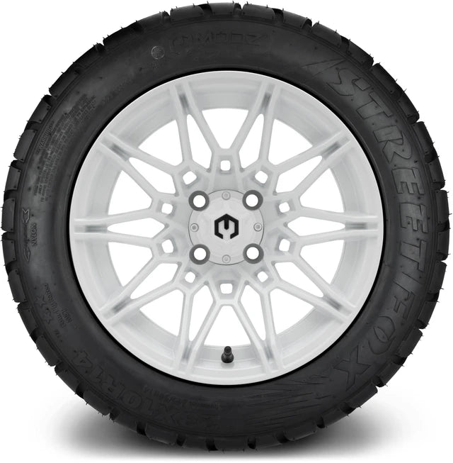 MODZ 14" Galaxy Glossy White Wheels & Street Tires Combo