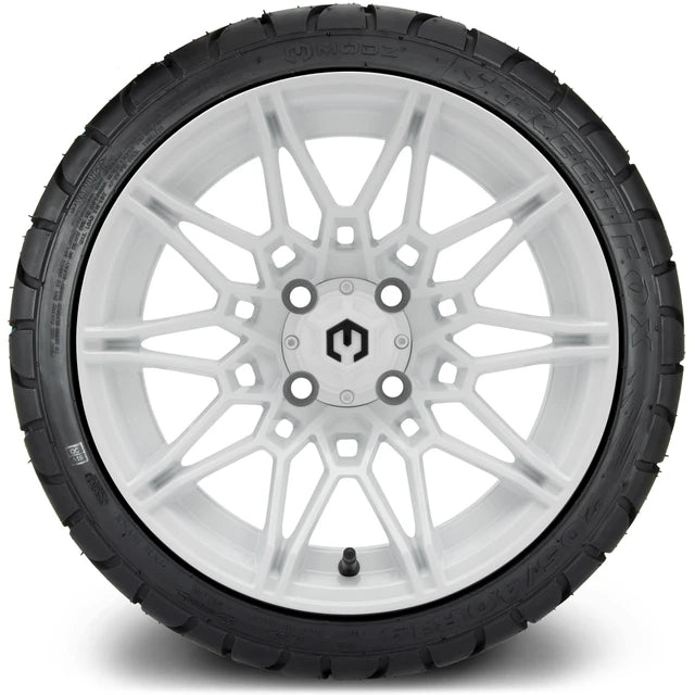 MODZ 14" Galaxy Glossy White Wheels & Street Tires Combo