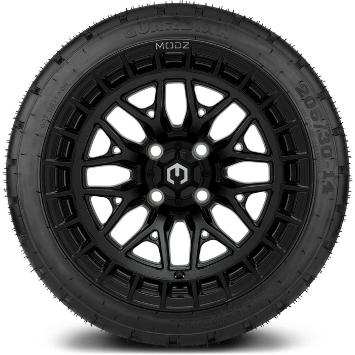 MODZ 14" Torrent Matte Black Wheels & Street Tires Combo