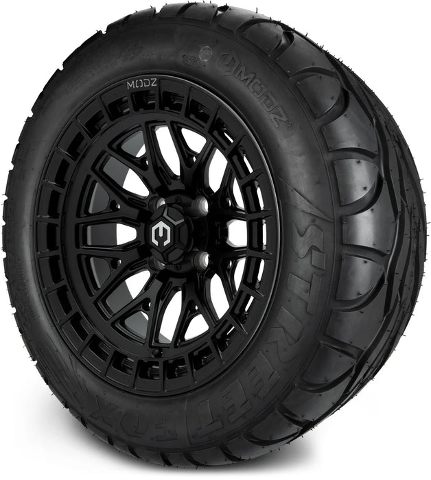 MODZ 14" Torrent Matte Black Wheels & Street Tires Combo