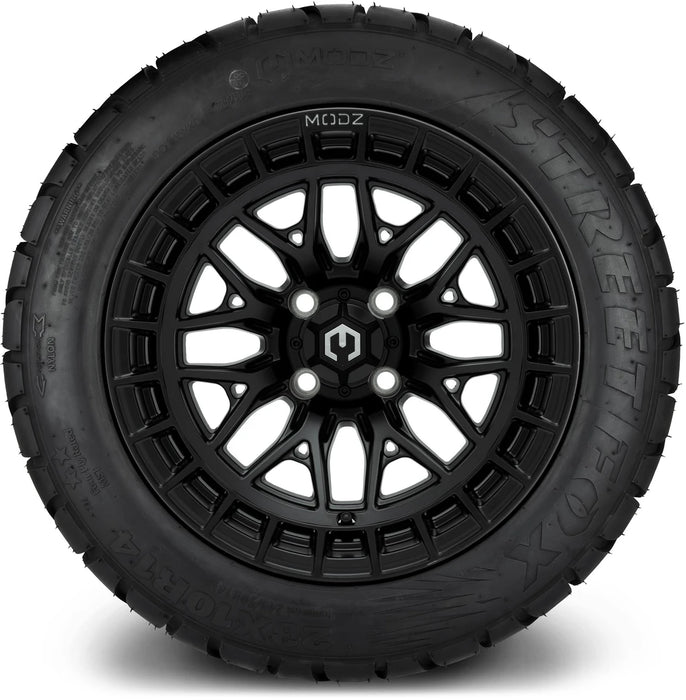 MODZ 14" Torrent Matte Black Wheels & Street Tires Combo
