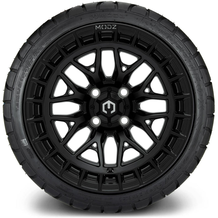 MODZ 14" Torrent Matte Black Wheels & Street Tires Combo