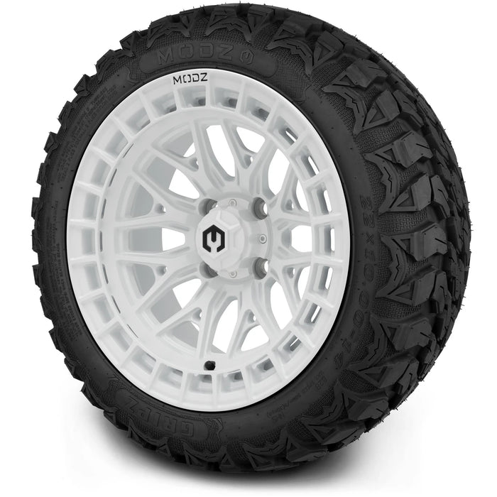 MODZ 14" Torrent Glossy White Wheels & Off-Road Tires Combo