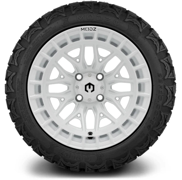 MODZ 14" Torrent Glossy White Wheels & Off-Road Tires Combo