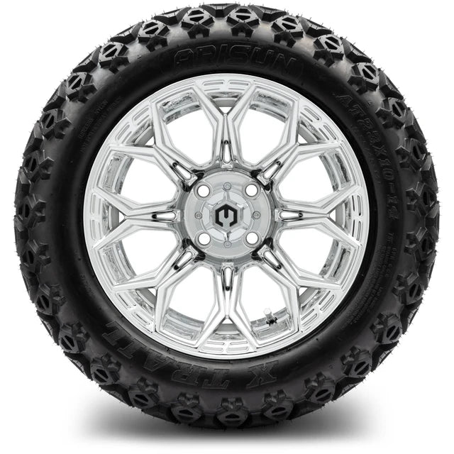 MODZ 14" Halo Chrome Wheels & Off-Road Tires Combo