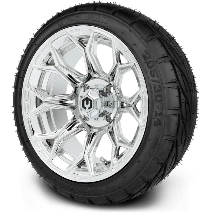 MODZ 14" Halo Chrome Wheels & Street Tires Combo