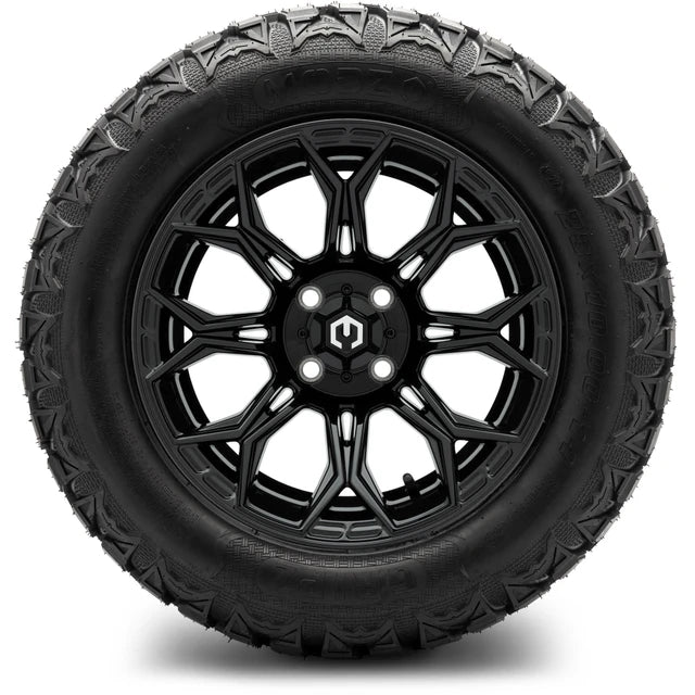 MODZ 14" Halo Glossy Black Wheels & Off-Road Tires Combo