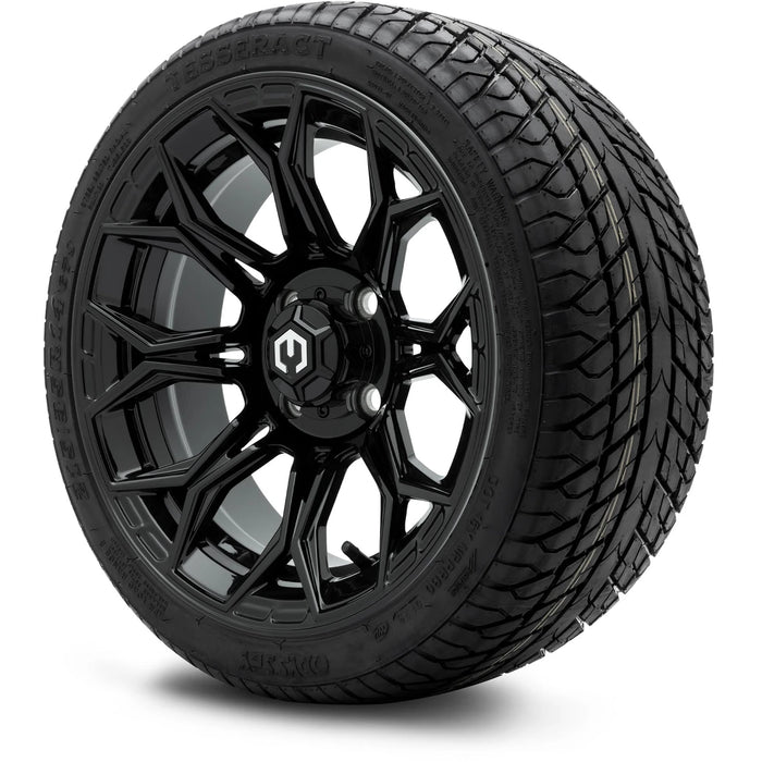 MODZ 14" Halo Glossy Black Wheels & Street Tires Combo