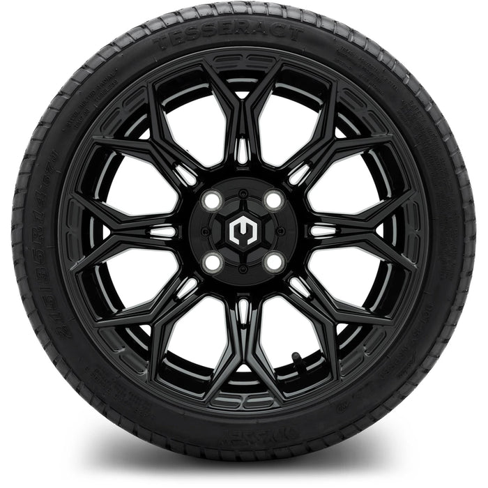 MODZ 14" Halo Glossy Black Wheels & Street Tires Combo