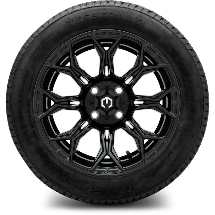 MODZ 14" Halo Glossy Black Wheels & Street Tires Combo