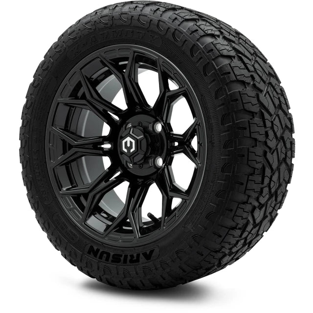 MODZ 14" Halo Glossy Black Wheels & Off-Road Tires Combo