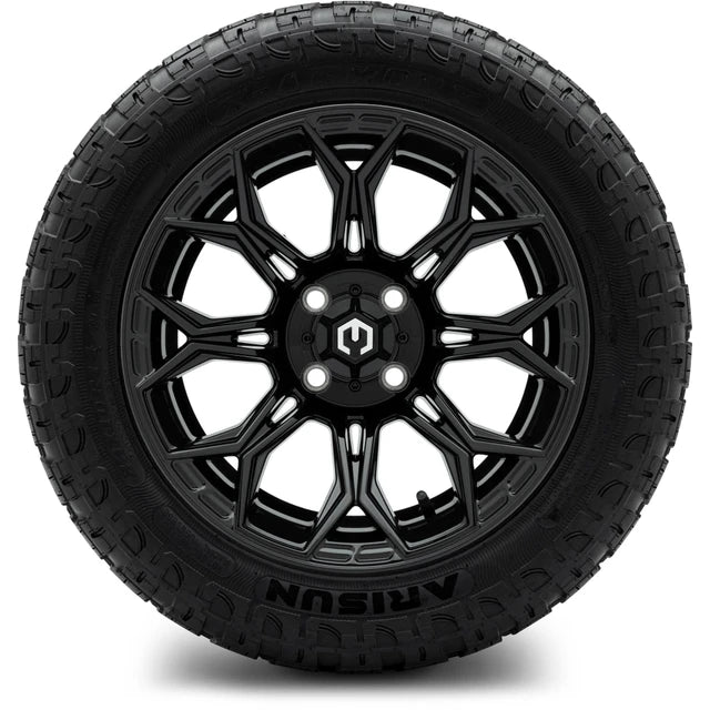 MODZ 14" Halo Glossy Black Wheels & Off-Road Tires Combo