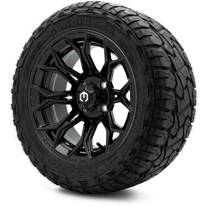 MODZ 14" Halo Glossy Black Wheels & Off-Road Tires Combo