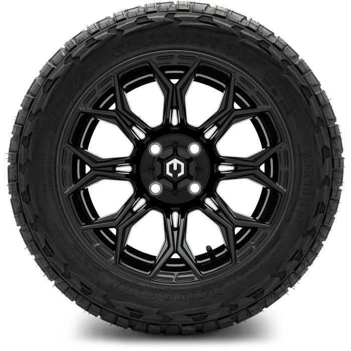 MODZ 14" Halo Glossy Black Wheels & Off-Road Tires Combo