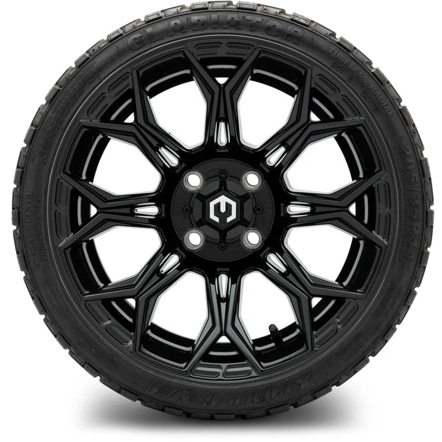 MODZ 14" Halo Glossy Black Wheels & Off-Road Tires Combo