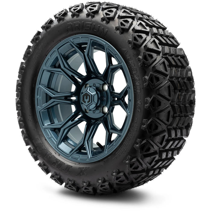 MODZ 14" Halo Titanium Blue Wheels & Off-Road Tires Combo