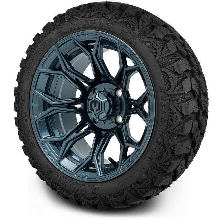 MODZ 14" Halo Titanium Blue Wheels & Off-Road Tires Combo