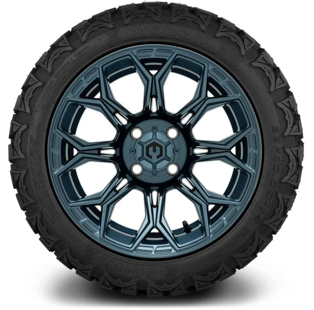 MODZ 14" Halo Titanium Blue Wheels & Off-Road Tires Combo