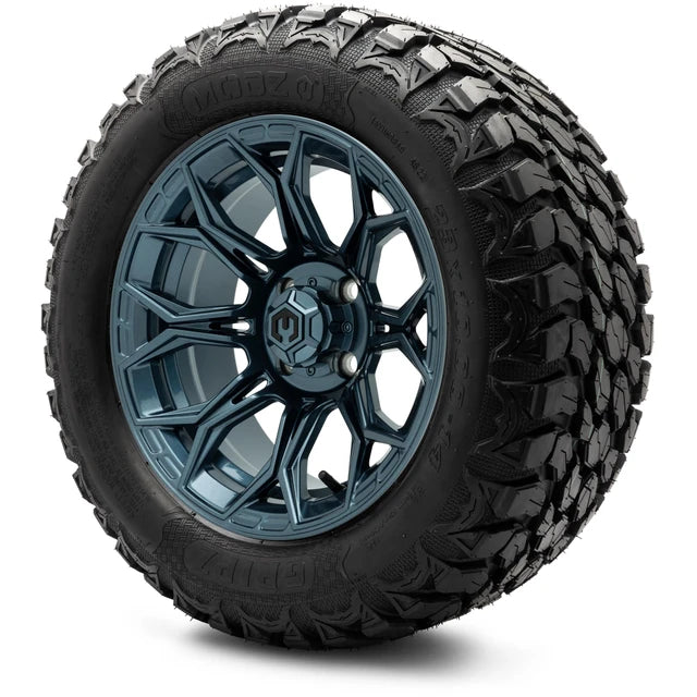 MODZ 14" Halo Titanium Blue Wheels & Off-Road Tires Combo